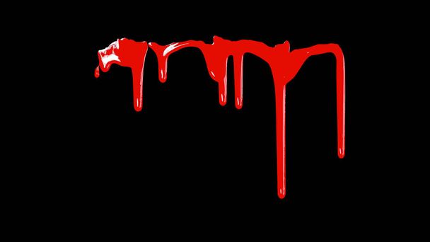 Blood Dripping Down Over Black Background - Photo, Image