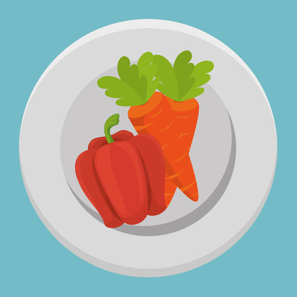 fresh carrot and pepper vegetables menu - Vector, Image