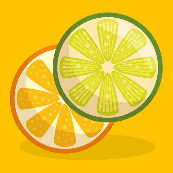 laranja fresca e limão fruta alimentos saudáveis
 - Vetor, Imagem