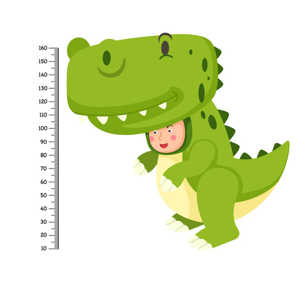 Meter wall with dinosaur costume .vector illustration - Vektori, kuva