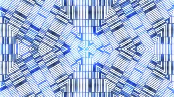 フラクタル青い万華鏡のような背景。フラクタル デザインの背景の動き。ディスコ スペクトル ライト コンサート スポット電球 - 映像、動画