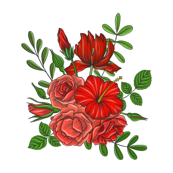 vintage vector floral composition - Διάνυσμα, εικόνα