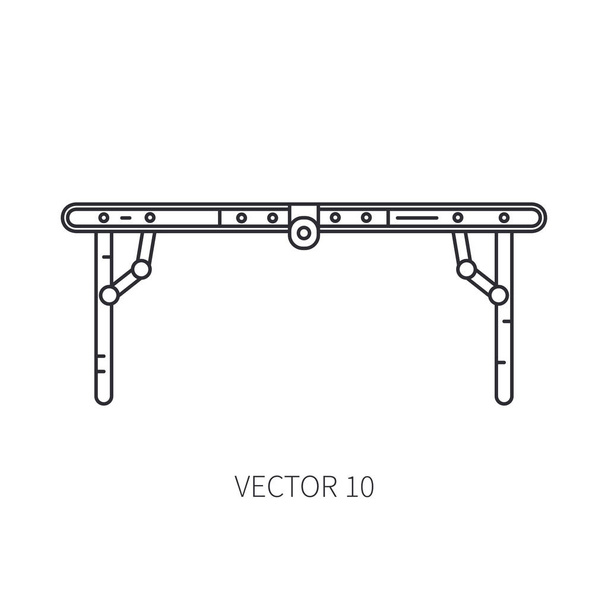 Retro convertible furniture, compact table vector line icon. Summer travel vacation, tourism, camping equipment. Backyard classic lunch. Outdoor family picnic, bbq sign and symbol. Hiking. Lifestyle. - Vecteur, image