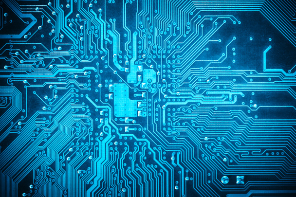blue circuit board background - Photo, Image