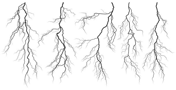 Conjunto de siluetas de relámpagos de tormenta
. - Vector, Imagen