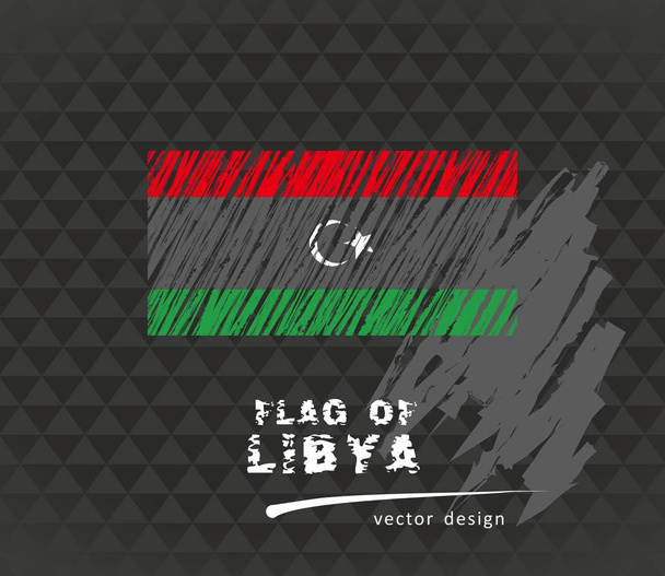 Флаг Ливии, векторная иллюстрация пера на черном фоне
 - Вектор,изображение