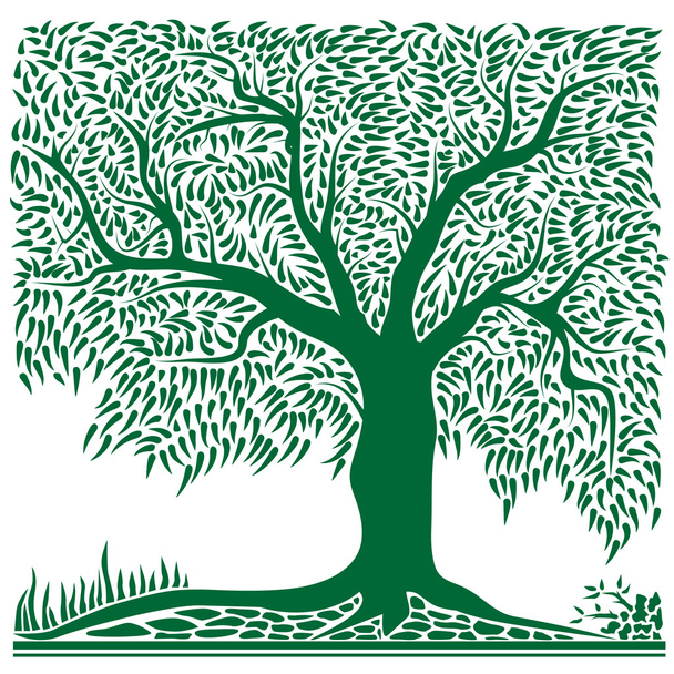 abstrakter grüner Baum in quadratischer Form. - Vektor, Bild