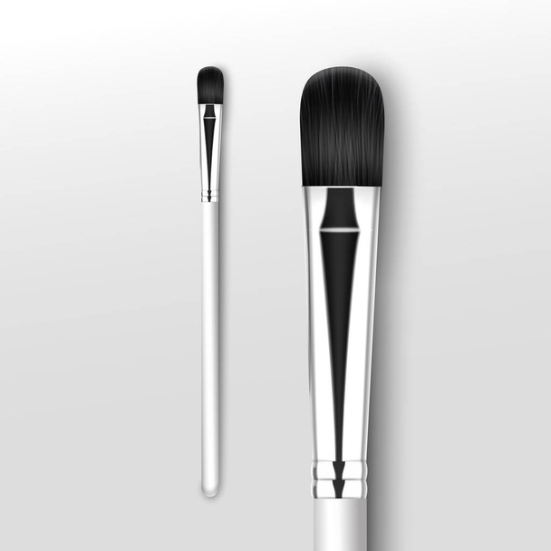 Vektor schwarz sauber professionelle Make-up Concealer Lidschatten Pinsel mit weißem Griff isoliert auf weißem Hintergrund - Vektor, Bild