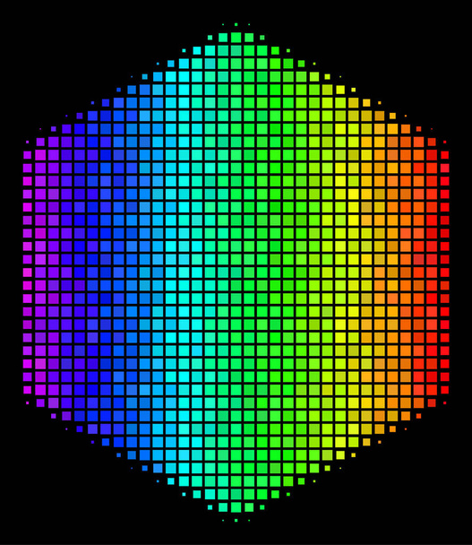 Ícone de hexágono cheio pontilhado arco-íris
 - Vetor, Imagem