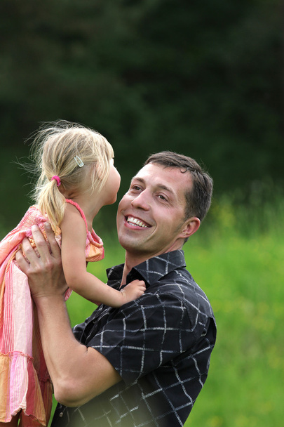 beautiful little girl play with dad - 写真・画像