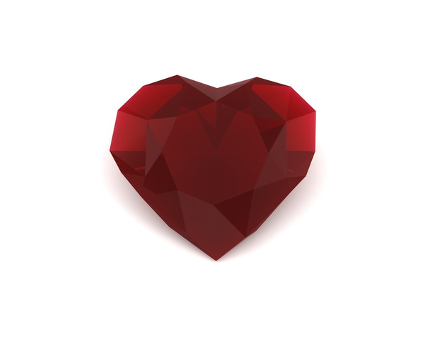 Beautiful diamond heart-Ruby-isolated on white background - Foto, Imagem