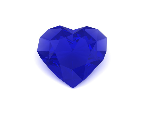 Beautiful diamond heart-Sapphire-isolated on white background - Photo, Image