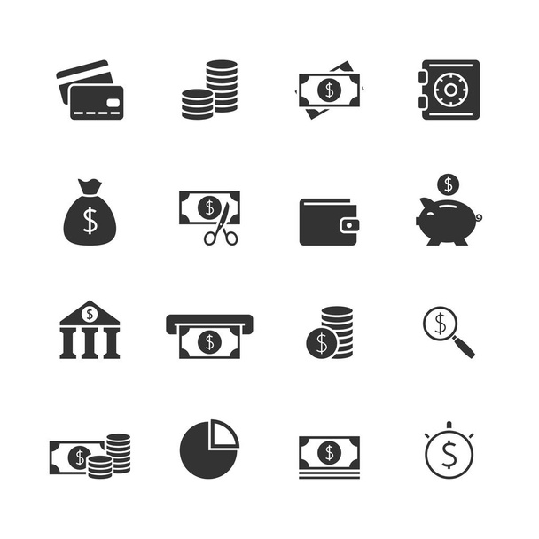 Finance blak icons set - Διάνυσμα, εικόνα
