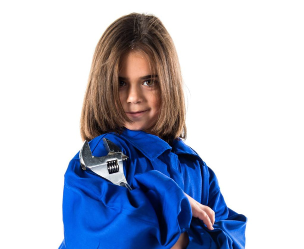 Little girl with mechanic costume - Foto, imagen