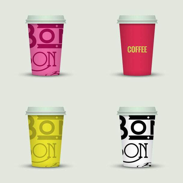 set of different coffee cups  - Διάνυσμα, εικόνα