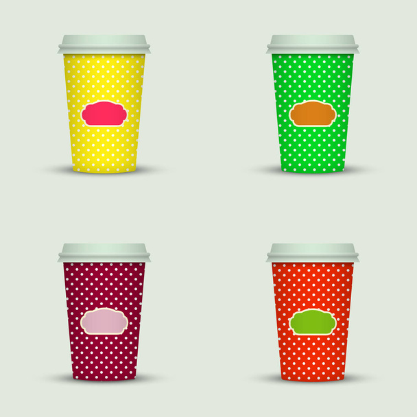 set of creative cappuccino coffee cups - ベクター画像