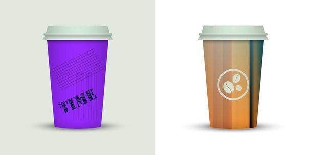 Creative design for take away coffee cups. - Вектор,изображение