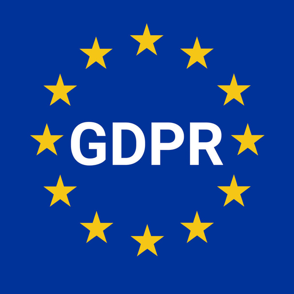 Иллюстрация знака GDPR с европейским флагом
 - Фото, изображение