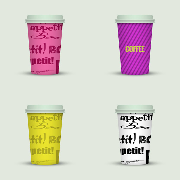 set of different coffee cups  - Vettoriali, immagini