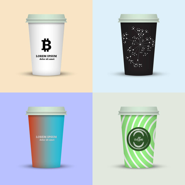 Set of creative take away coffee cups design. - Vettoriali, immagini