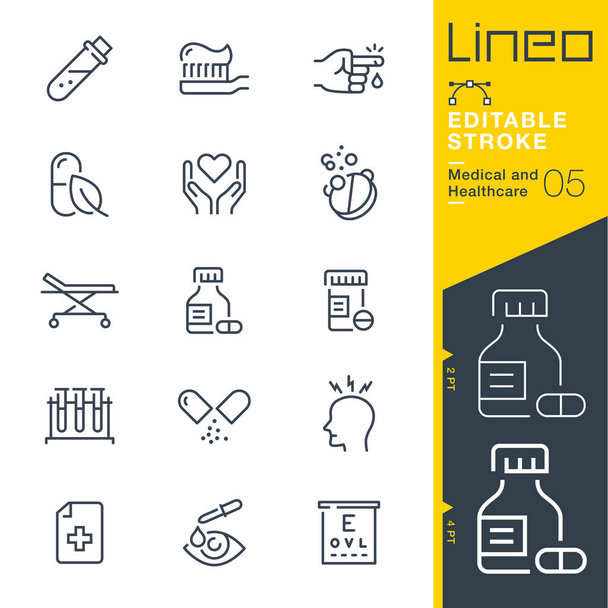 Lineo düzenlenebilir kontur - tıbbi ve sağlık hattı simgeler - Vektör, Görsel