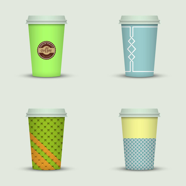 set of creative cappuccino coffee cups - Vector, Image