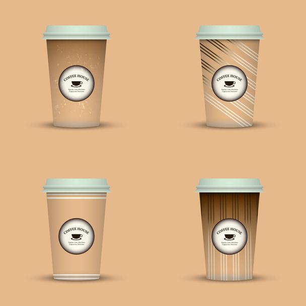 Set of creative take away coffee cups design. - ベクター画像