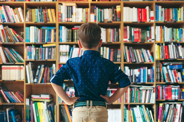 Rapaz na biblioteca
 - Foto, Imagem