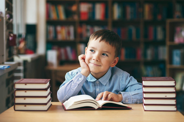 Boy enjoying books - Fotoğraf, Görsel