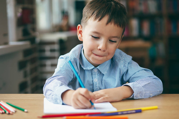 Preschool boy drawing - Photo, Image