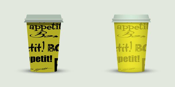 creative coffee cups template on light background  - Vecteur, image