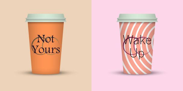Creative design for take away coffee cups. - Vetor, Imagem