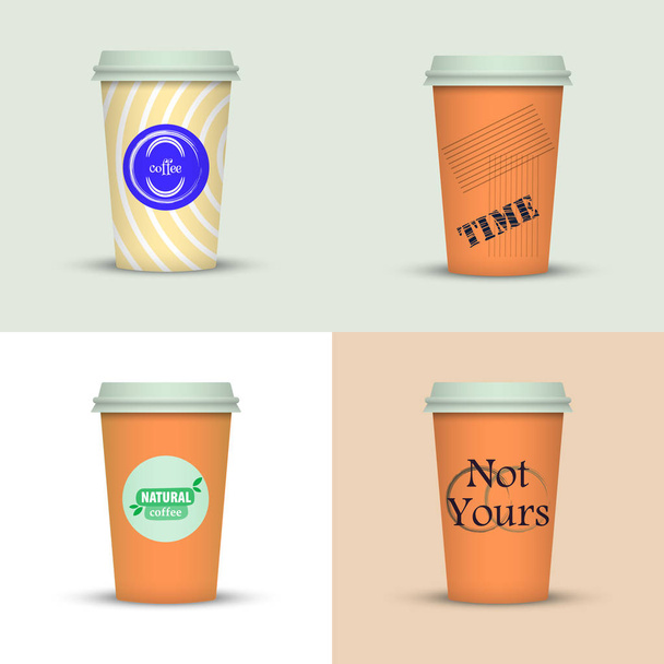 Set of creative take away coffee cups design. - Vecteur, image