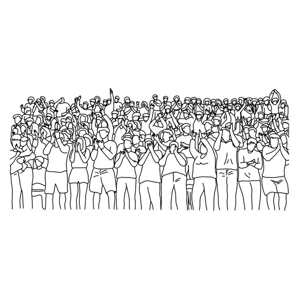 szerkezeti tömeg ember stadion vektoros illusztráció vázlat kézzel rajzolt, fekete vonalakkal, elszigetelt fehér background - Vektor, kép