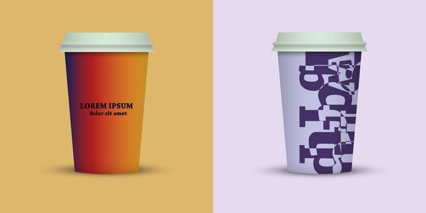Creative take away coffee cups design. - Vektori, kuva