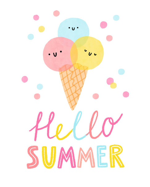 Dobrý den, v létě zmrzlina karta - Fotografie, Obrázek