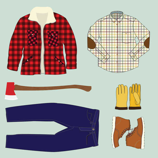 illustration of Lumberjack work clothing - Vector, Imagen