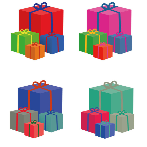 Boxes for Christmas, red, blue, color - Διάνυσμα, εικόνα