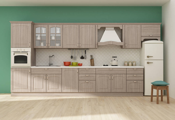 Cozinha interior 3D renderização
 - Foto, Imagem