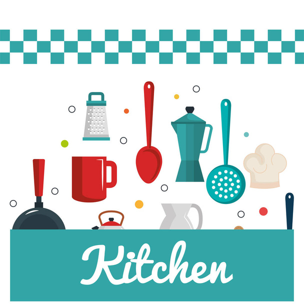 keuken gebruiksvoorwerpen apparatuur pictogrammen - Vector, afbeelding