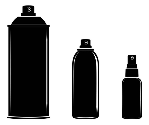Aerosol spray can, cosmetic bottle set vector - Vector, Image
