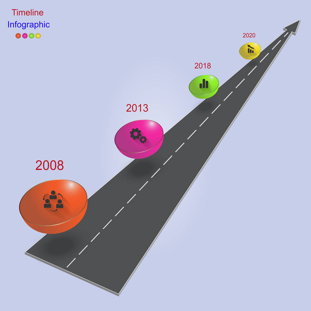 Абстрактная деловая инфографика в виде автомобильной дороги с дорожной разметкой, разметкой и текстом. EPS 10
. - Вектор,изображение