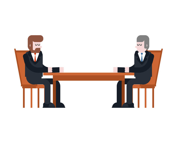 Ділові переговори. Два бізнесмени сидять за столом. Укладати договір. Векторне ілюстрація
 - Вектор, зображення