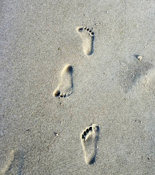 Tres huellas en la arena en diferentes direcciones
 - Foto, imagen