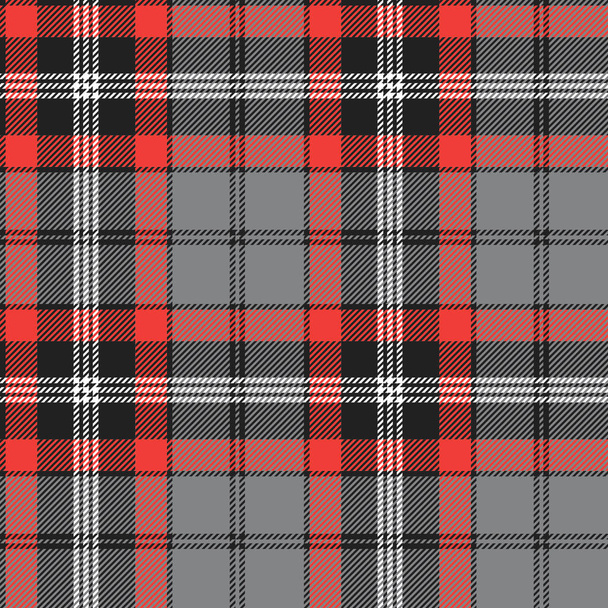 格子縞 (タータン) シームレスなパターン。赤、黒、グレーと白の色です。スコットランド、木こり、流行に敏感なファッションのスタイル. - ベクター画像