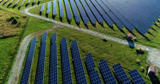 Solar panels in aerial view - Felvétel, videó