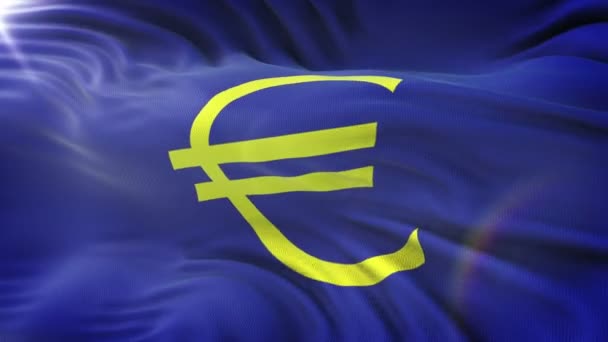 Euro jel zászló integet a nap. Varrat nélküli hurok a rendkívül részletes szövet szerkezete. Hurok kész a 4 k felbontás. - Felvétel, videó