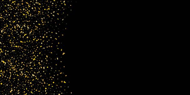 Goldener Konfettiglitzer auf schwarzem Grund - Vektor, Bild