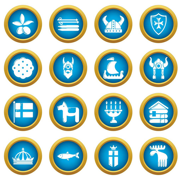 Sweden travel icons set, simple style - Vector, imagen