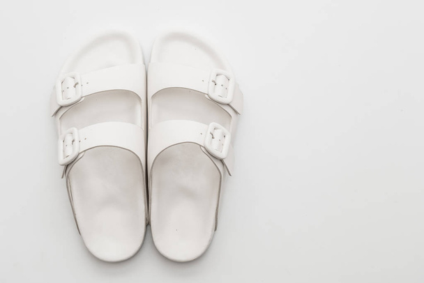 women leather sandals isolated on white background - Foto, Imagem